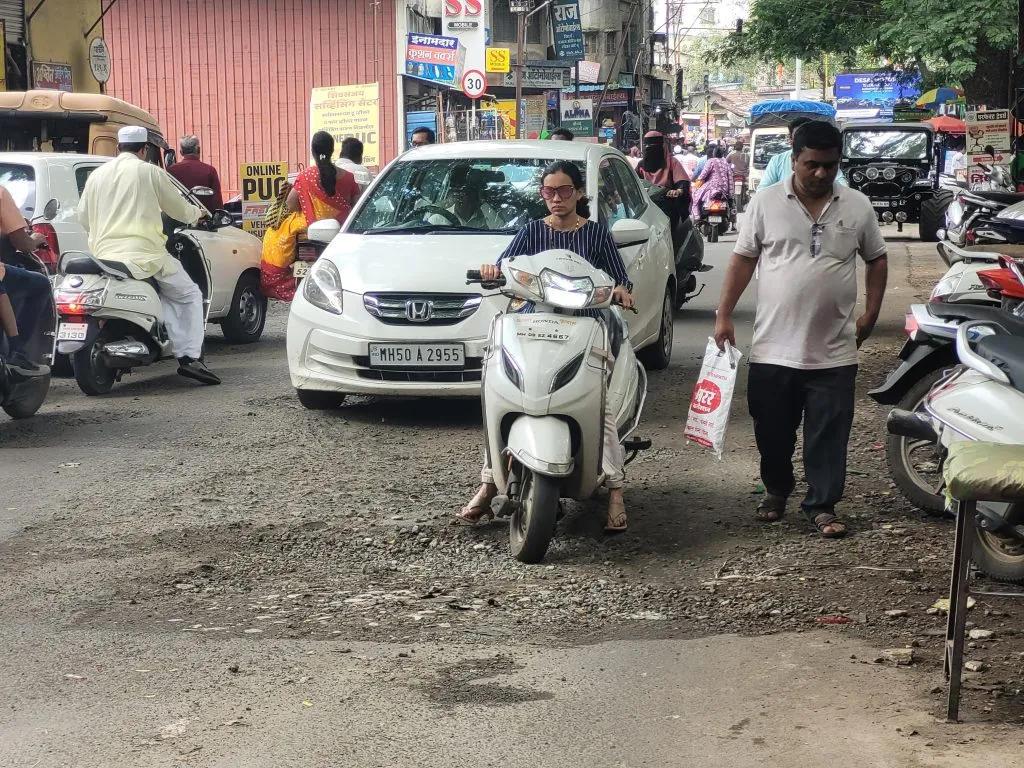 The road from Bagal Chowk to Railway Gate vegetable market is full of potholes