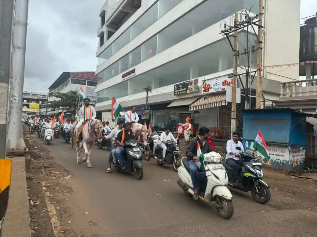 शहर भाजपकडून ‘हर घर तिरंगा’ बाईक रॅली City BJP holds 'Har Ghar Tiranga' bike rally