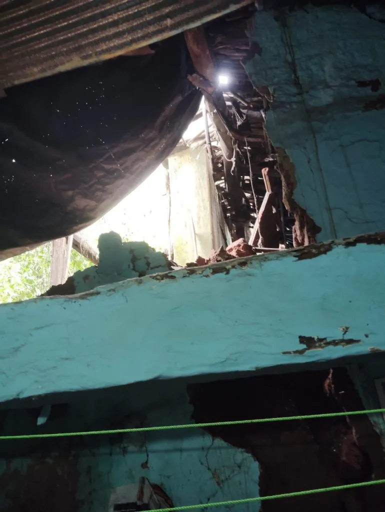 Damage caused by collapse of wall of house in Kotwal Gali