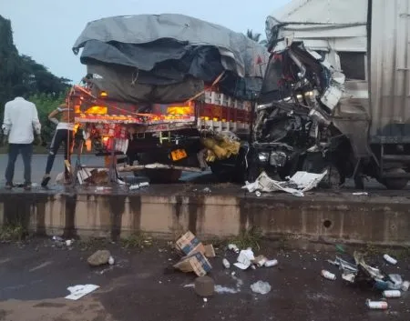 Truck overturned... beer bottles looted