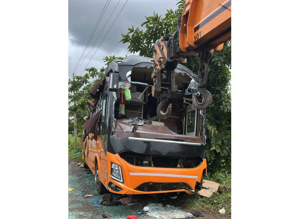 Two killed, 11 passengers injured as relief bus falls off Badekollamath bridge