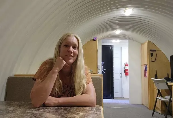 Woman living in underground bunker