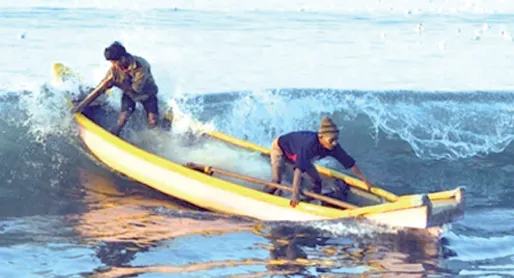 Why is the fisherman risking fishing during the storm?