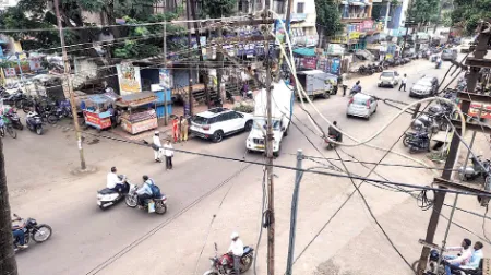 Travels buses and streetlights causing obstruction at Mrityunjay Chowk