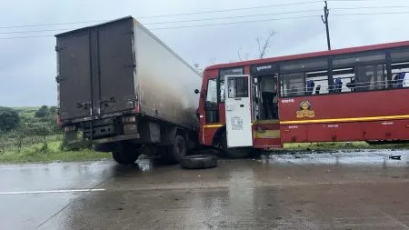 Severe Accident Between ST Bus and Container at Yogewadi Phata