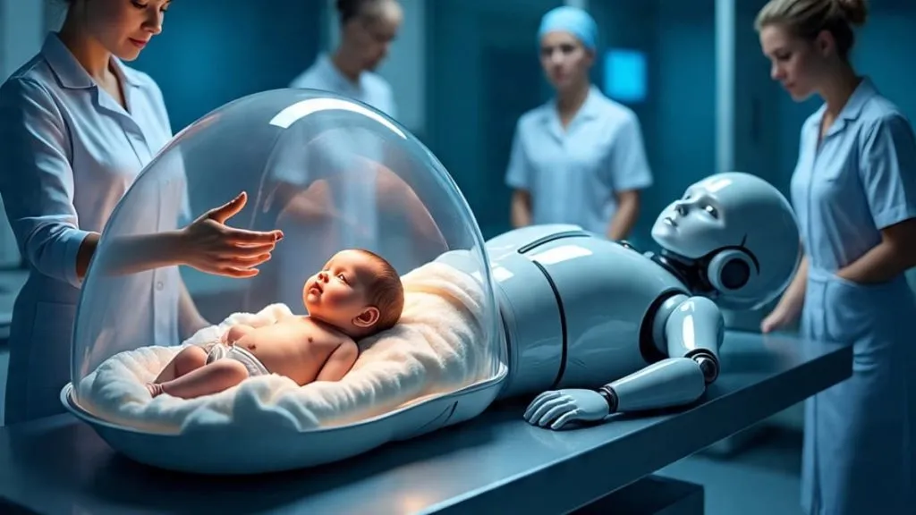 मानवी अपत्याला जन्म देणार रोबोट Robot to give birth to human child