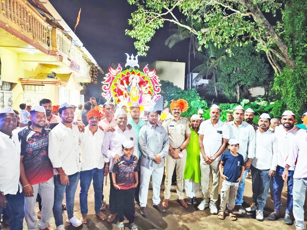 धामणेत दुर्गामाता आगमन सोहळा जल्लोषपूर्ण वातावरणात Durga Mata's arrival ceremony in Dhamana in a festive atmosphere