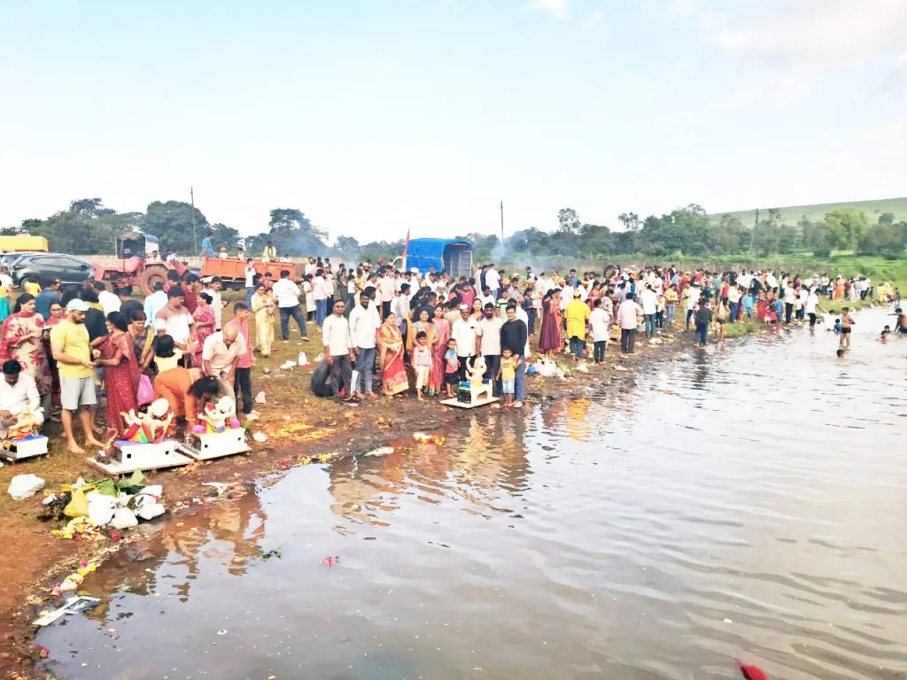 तालुक्यात जड अंत:करणाने बाप्पाला निरोप Farewell to Bappa with a heavy heart in the taluka