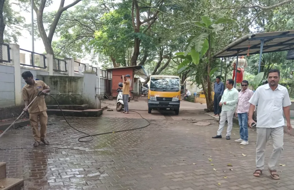 Cleanliness drive at Sai temple in Tilakwadi