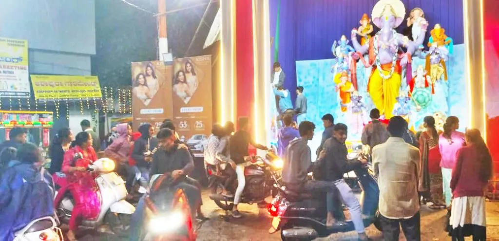 पावसातही देखावे पाहण्यासाठी उत्साह Excitement to see the sights even in the rain