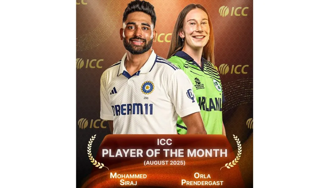 Mohammed Siraj, Prendergast Cricketer of the Month for August