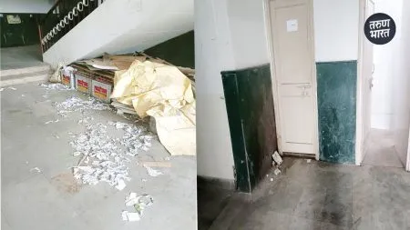 useless furniture and construction materials lying in disarray office