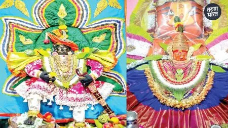 Navratri 2025 Jotiba Dongar: जोतिबाच्या नावान चांगभलंचा गजर, दर्शनासाठी भाविकांची अखंड गर्दी golden decorated stone Mahapuja Shri Yamai Devi built occasion