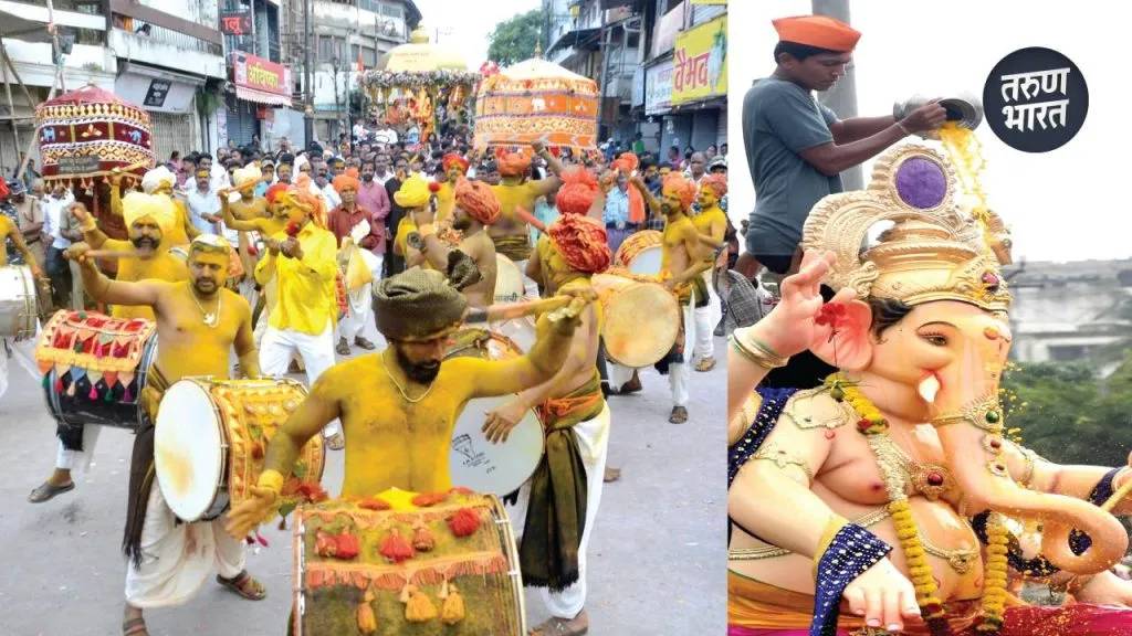 Ganeshotsav 2025 Kolhapur: कोल्हापुरात लाडक्या बाप्पाला निरोप, पुढच्या वर्षी लवकर या! discussion during this year's Ganeshotsav magnificent Ganesh idol