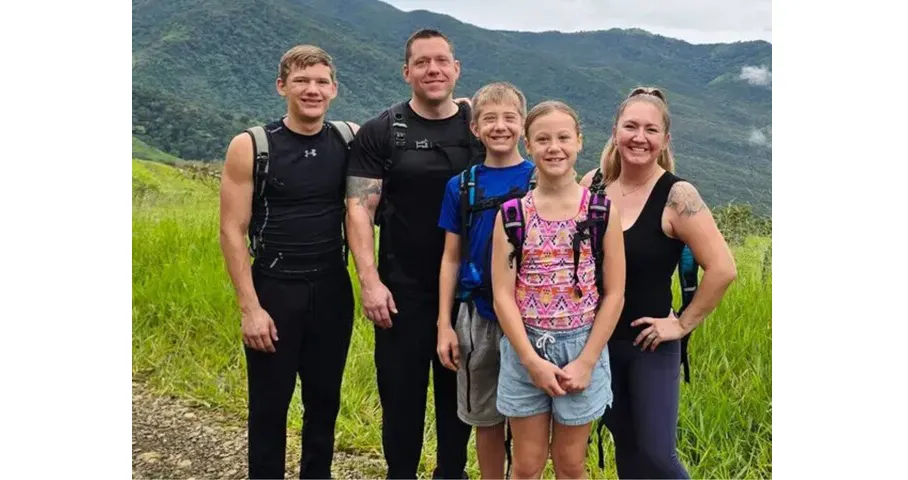 Couple marries in the forest with children