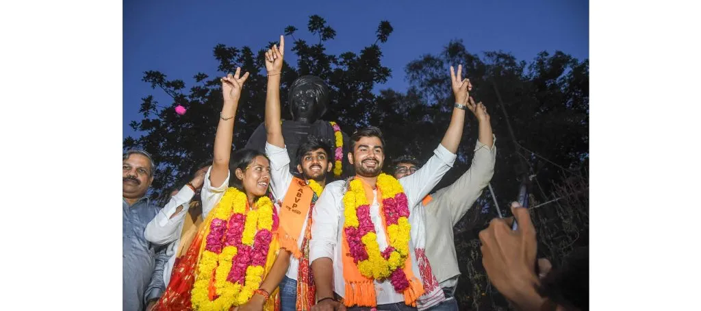 ‘डीयू’मधील निवडणुकीत एबीव्हीपीचे वर्चस्व ABVP dominates DU elections