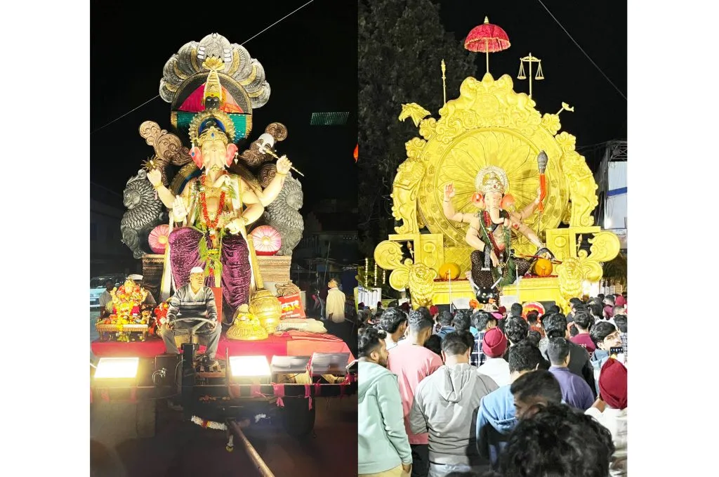 मांगल्याच्या वातावरणात अनगोळला श्रीमूर्तींचे विसर्जन Immersion of the idol of Ungol in an auspicious atmosphere