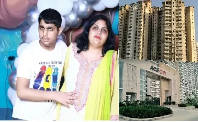 नोएडामध्यये महिलेची पुत्रासह 13 मजल्यावरुन उडी घेत आत्महत्या Woman commits suicide by jumping from 13th floor with son