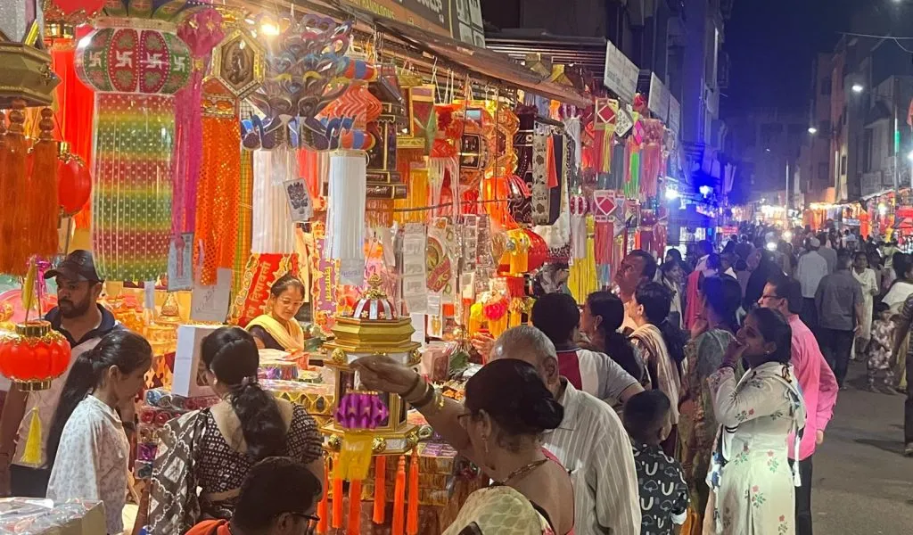 Crowds in the market for shopping on Tuesday as well