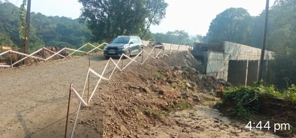 Work on the bridge over the Malaprabha river is progressing slowly.