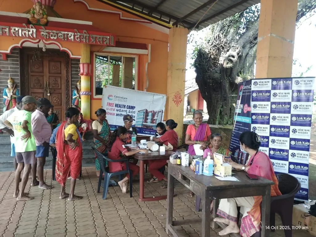 लोककल्प फौंडेशनतर्फे माण गावात मोफत आरोग्य तपासणी शिबिर Free health check-up camp organized by Lokkalp Foundation in Maan village