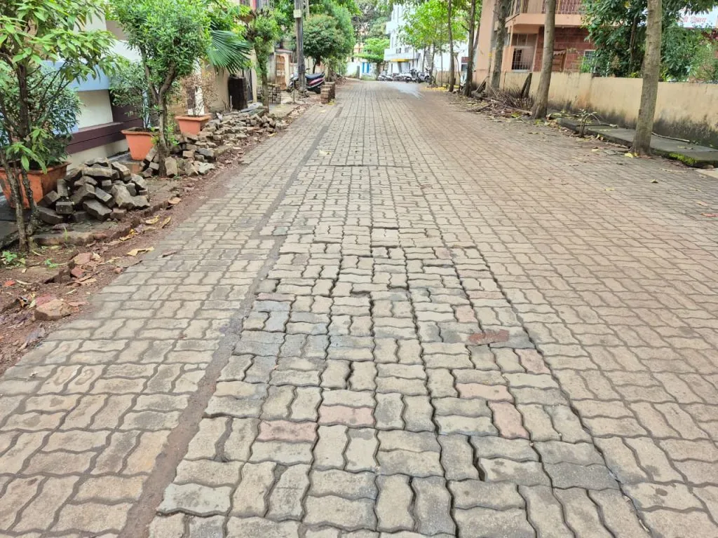 Paver blocks in Hindwadi area uprooted