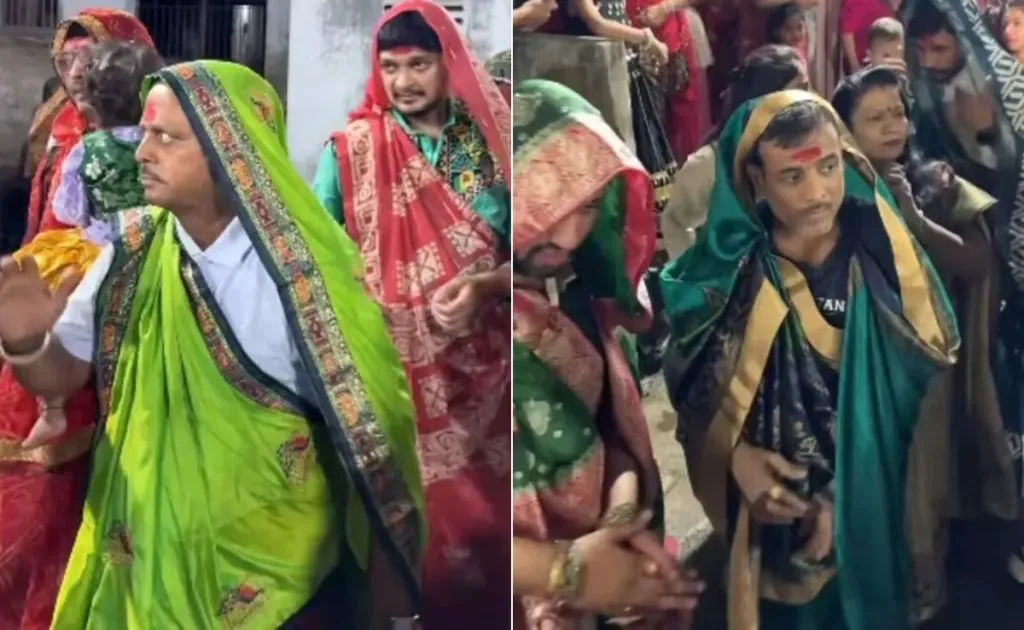 Men dance in sarees...