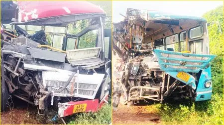 तीन बसेसच्या धडकेत दोन महिला प्रवासी ठार Two female passengers killed in collision between three buses