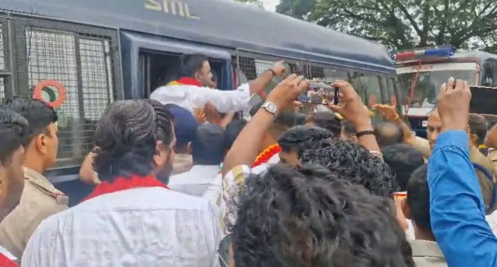 Kannada haters trying to enter the ferry stopped
