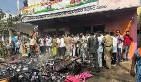 तेलंगणात काँग्रेस कार्यकर्त्यांचा बीआरएस कार्यालयावर हल्ला Congress workers attack BRS office in Telangana Send feedback